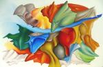 Abstract kleurrijk groot schilderij